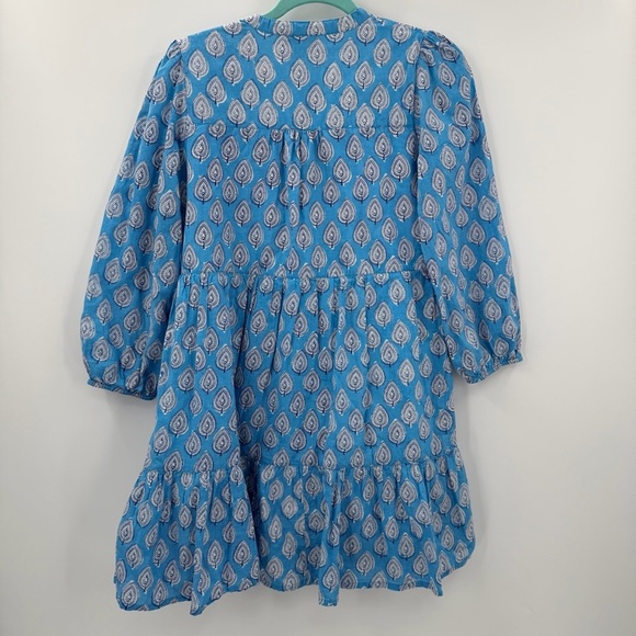 Madison Mathews Folly Mini Dress Cotton Voile Modern Blues Small - Picture 5 of 5